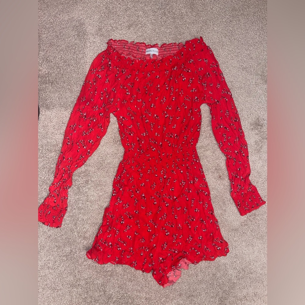 Kendall & Kylie Red Floral Long sleeve Romper